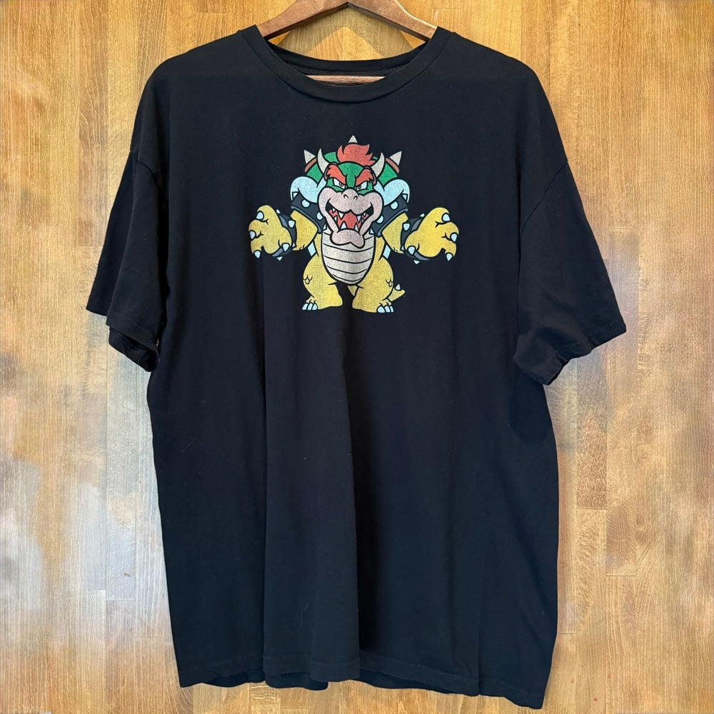 Nintendo Bowser Super Mario Graphic T-Shirt Mens XL Black Short Sleeve Tee